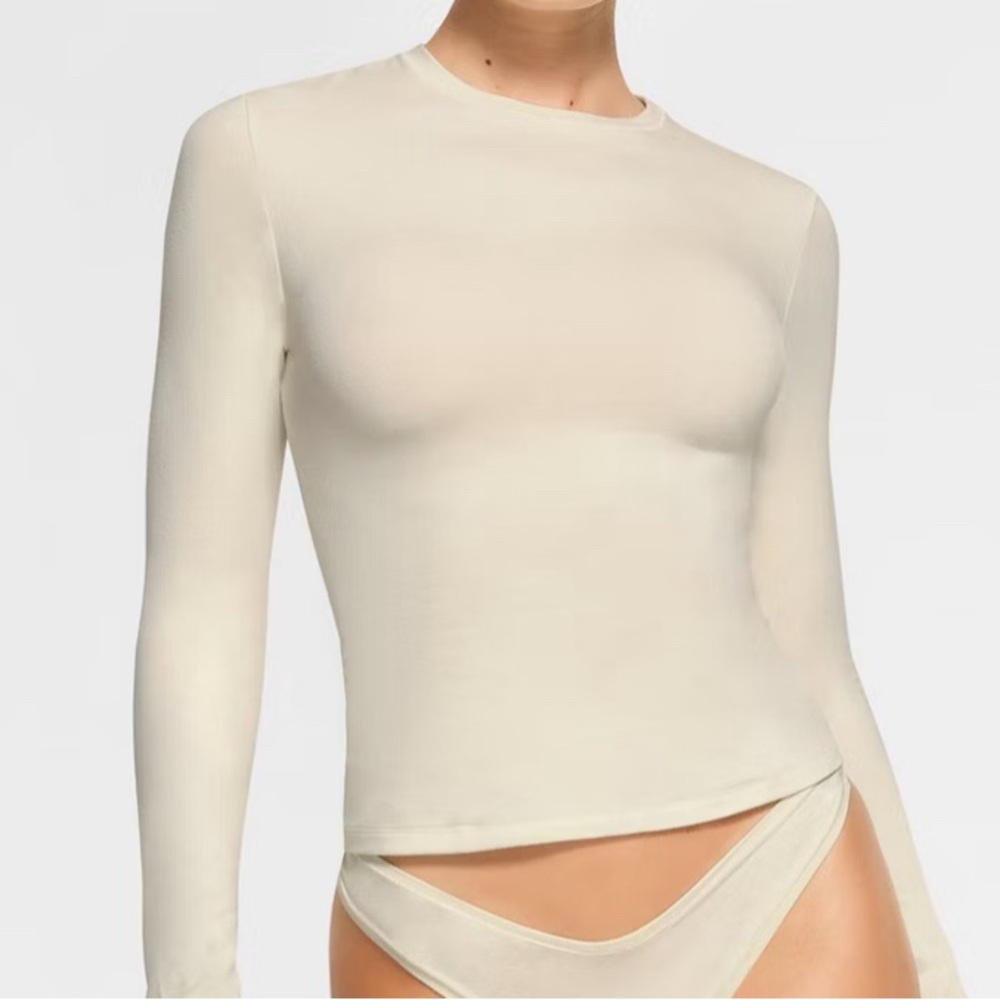 SKIMS | Cotton Jersey Long Sleeve T-shirt | Bone